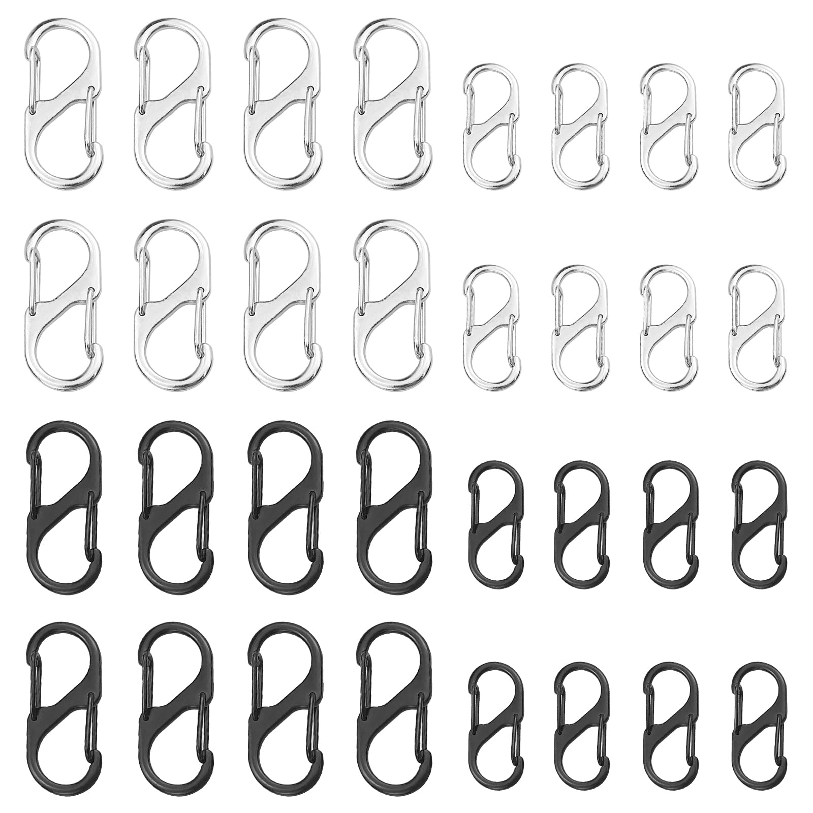 S Small Carabiner Keyring Clip Metal Mini Carabiners S-Shape Ring Dual Spring Opening Lock Buckle Keychain Carabiner Keyring Clip for Outdoor Hiking Camping