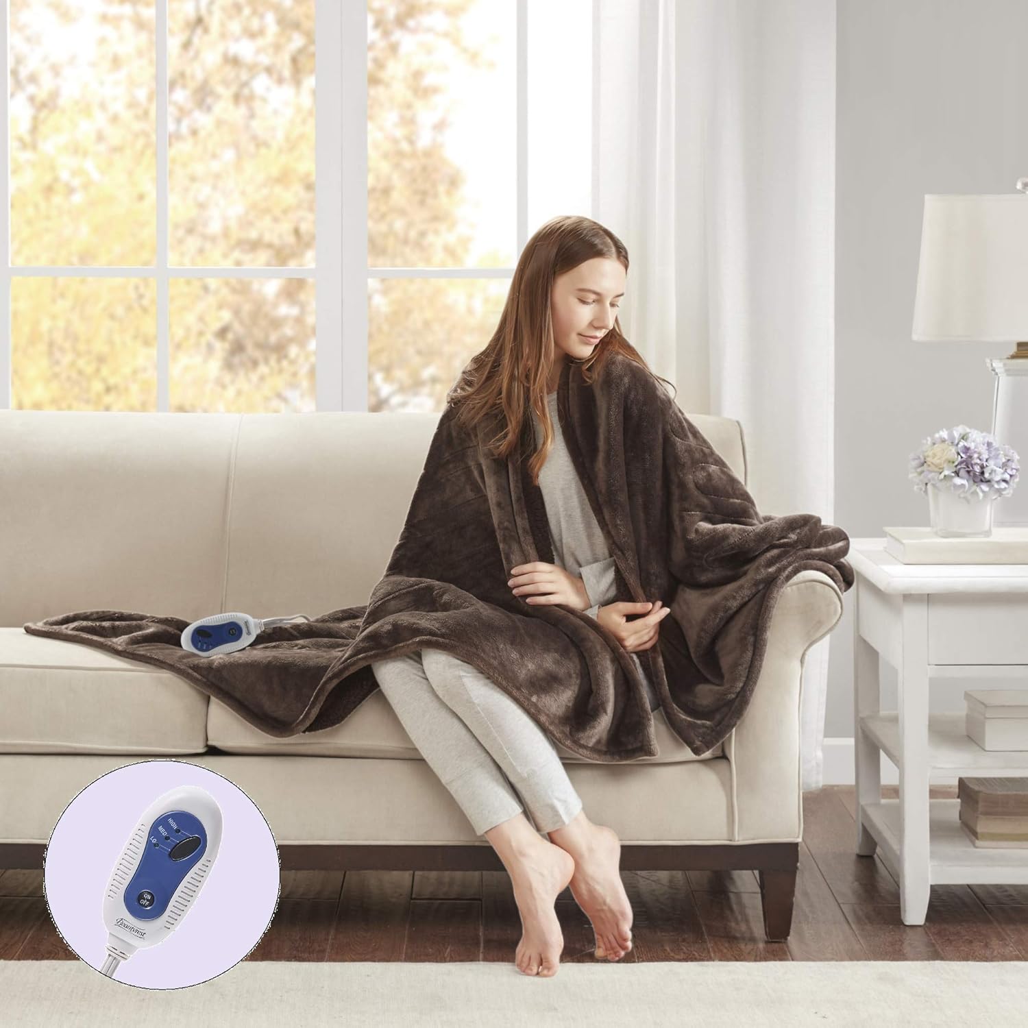 Beautyrest Heated Microlight to Berber Elect Electric Blanket with Two 20 Heat Level Setting Controllers -5 Years Warranty, King: 90x100, Grey (BR54-0419): Home & Kitchen