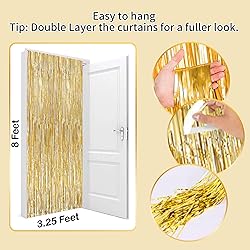 Gold Curtains for Party Decorations, 3 Pack 3.2ft x