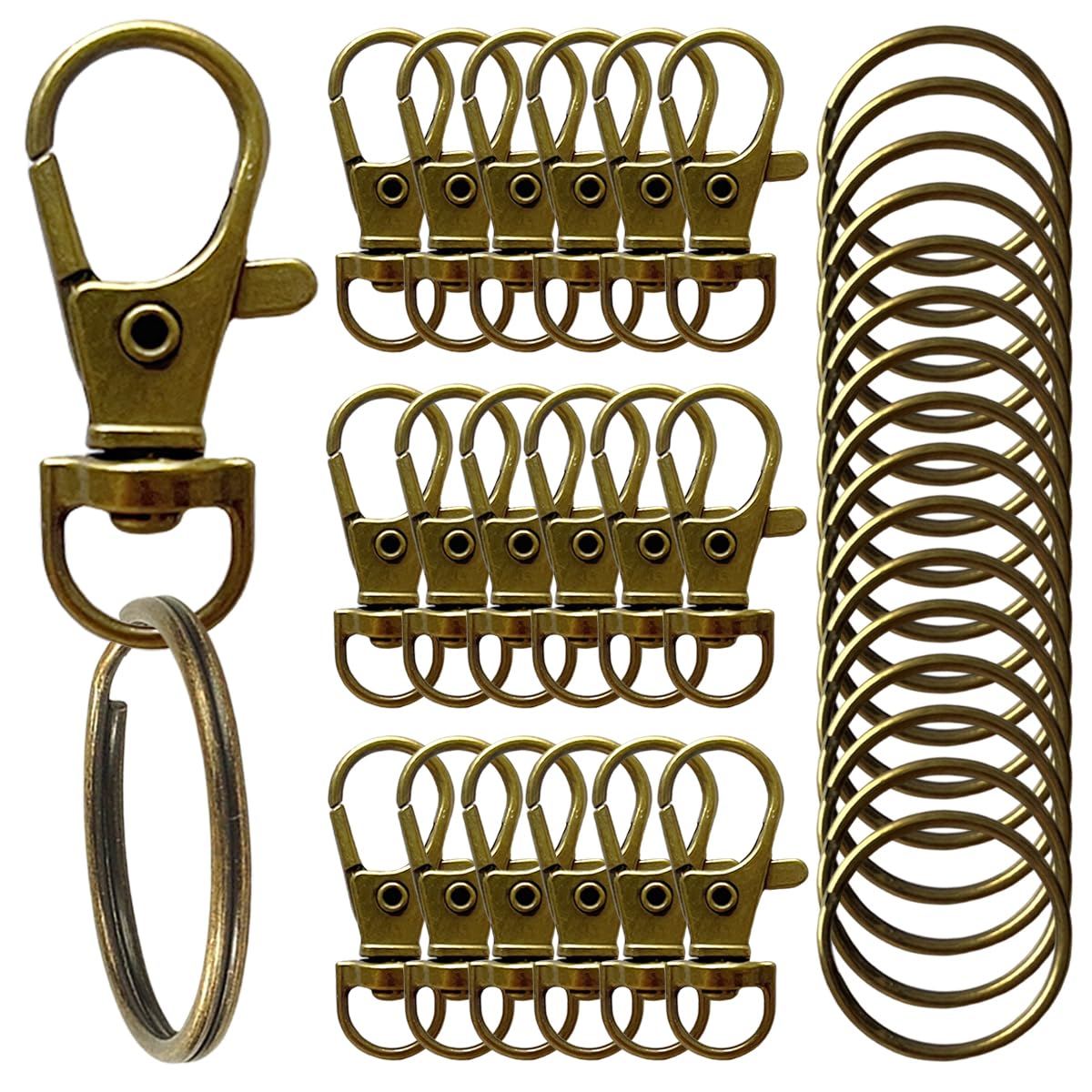 Photo 1 of 100PCS Premium Swivel Snap Hooks with Key Rings,Metal Lanyard Keychain Hooks Lobster Clasps for Key Jewelry DIY Crafts Bronze 1.38inches/35mm(50 Pcs Lanyard Snap Hooks+50 Pcs Key Rings)