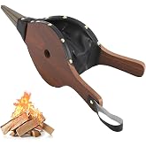 Gtongoko Fireplace Bellows, 14.8 Inch Compact Fire Blower, Brown | 5.6-Inch Wide with Metal Nozzle and Hanging Strap for Hearth, Wood Stove, Fire Pit, BBQ, Grill and Camping Use