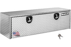 BUYERS PRODUCTS COMPANY Buyers Products 1705145 Diamond Tread Aluminum Underbody Truck Tool Box, 24 x 24 x 60, Made in USA, .100 in. Thick, Corrosion-Resistant, Locking Compression Latch – Secure Storage for Work Trucks
