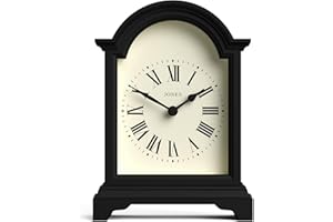 JONES CLOCKS® Bistro Mantel Clock | Classic Arch top Carriage Clock Design | Black | Contemporary Classic Style for Mantel, Desk, Table, Shelf and Bedside