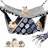 Fuazuzu 2 Layers Pet Rat Hammock, Double Sided Warm Flece & Linen Hammock for Cage, Hamster Guinea Pig Ferret Chinchilla Smal