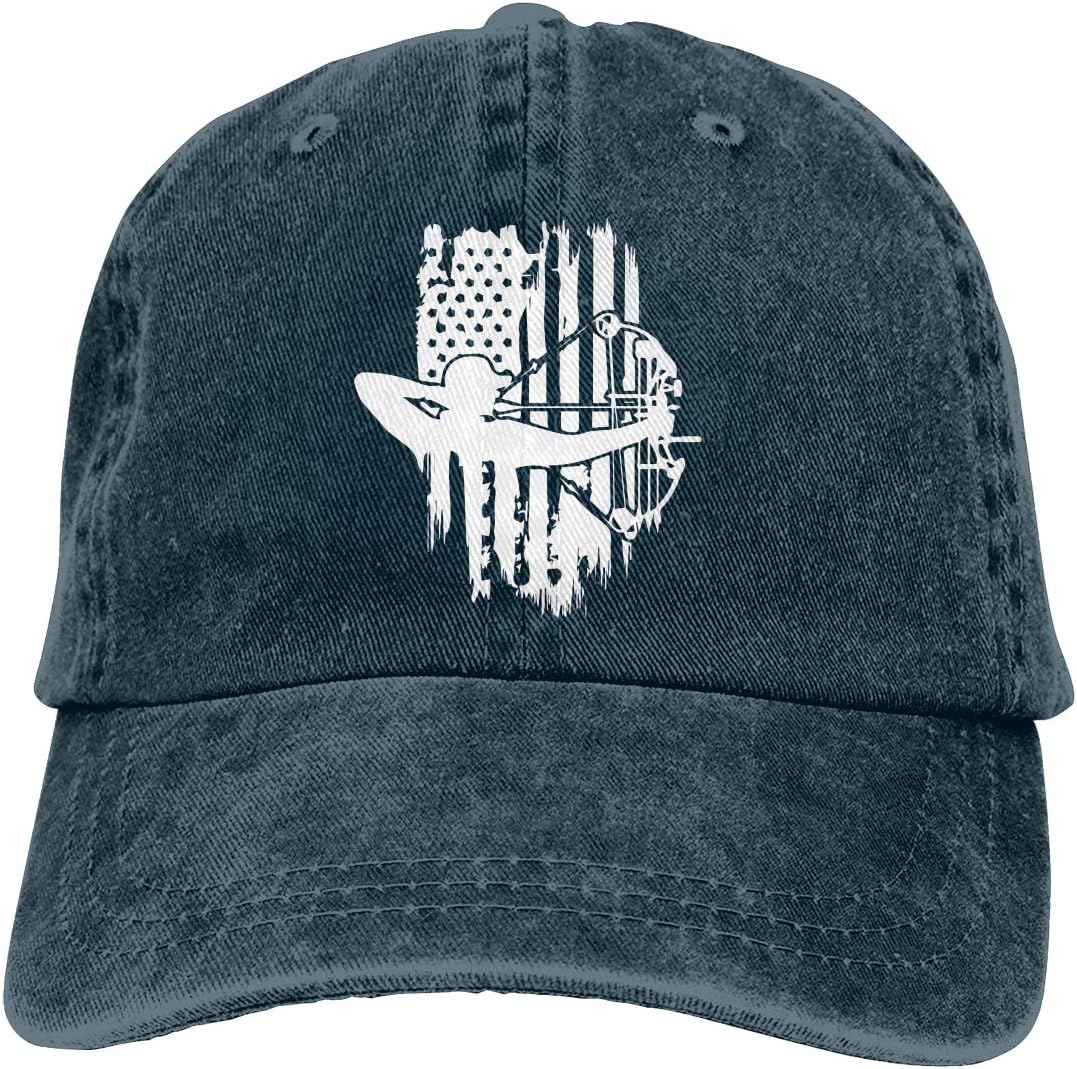 Keerqingqu Men Or Women Adjustable Denim Fabric Baseball Caps Hunting American Flag Dad Hat