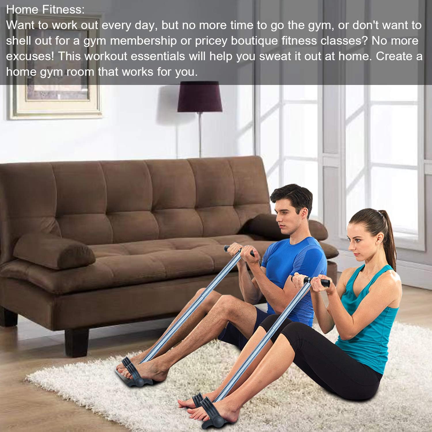 COVVY Elastic Sit Up Pull Rope Spring Tension Foot Pedal Abdomen Leg Exerciser Tummy Trimmer Equipment Bodybuilding Home Gym Arm Waist Sport Fitness Stretching Slimming Training (Black) : Sports & Outdoors