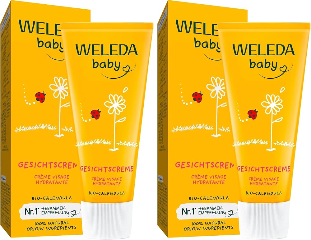 Weleda Baby Face Cream Calendula Moisturiser 50ml Pack of 2