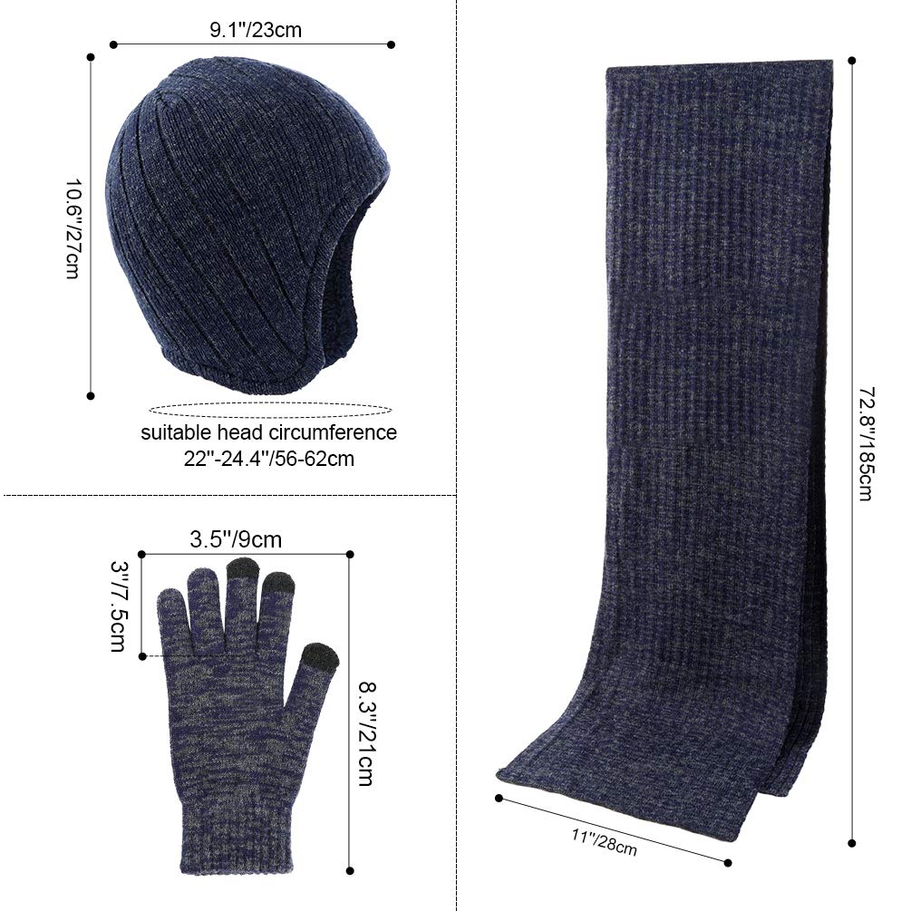 VBIGER Women Men Winter Hat Scarf Gloves Knitted Set,3 Pieces