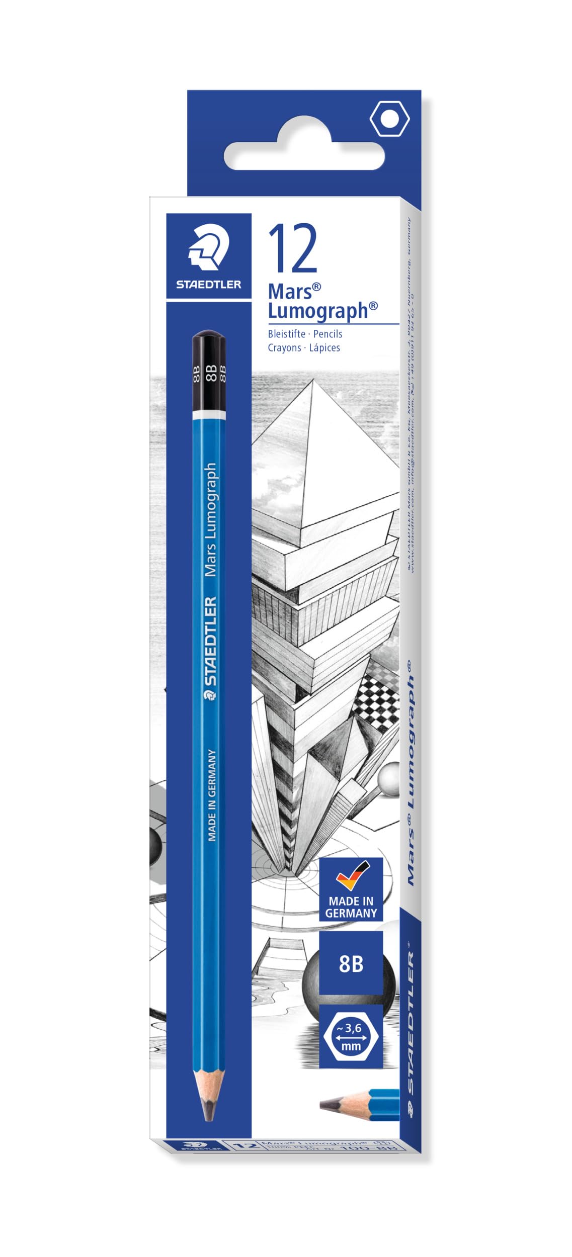 STAEDTLER 100-8B Mars Lumograph Graphite Pencils for Drawing and Sketching - 8B, Black, (Box of 12) — image 1