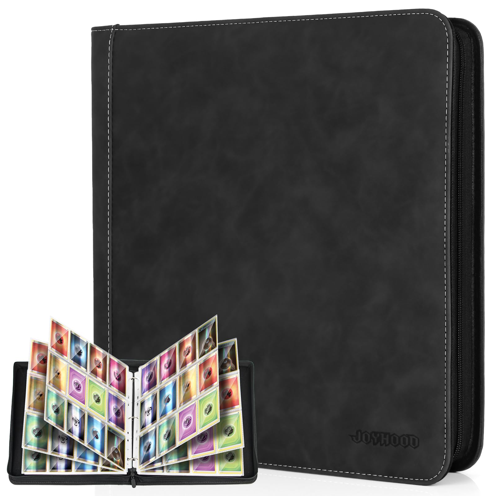 Photo 1 of JoyHood Card Binder for Trading Card, Card Collection Binder with 12 Pocket - Hold Up to 960 Cards, Card Album Holder compatible with TCG/PM/MTG/OPCG/YGO Card (Black, 12 Pockets)