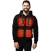 HENNCHEE Heated Hoodies for Men Women with Battery Pack, Zip Up Hooded Sweatshirt, Heating Jacket Unisex Hunting Fishing