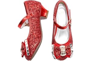 Amtidy Girls Dress Shoes Mary Jane Wedding Party Shoes Glitter Bridesmaids Princess Heels