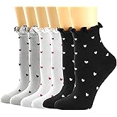 Mcool Mary Womens Socks, Ruffle Casual Ankle Socks Breathable Cool Cotton Knit Lettuce Crew Sock 6 Pack