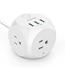 Power Strip, Anker PowerPort Cube, 3 Outlets and 3 USB Ports with Switch Control, Overload Protection, 5 ft Cable, Ultra-Compact for Travel and Office