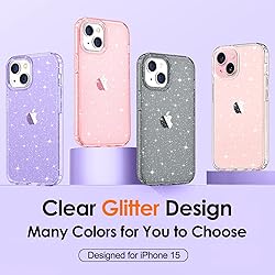 Hython for iPhone 15 Case Glitter, Cute Clear