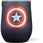 Corkcicle Stemless Insulated Wine Glass Tumbler - Keeps Beverages Cold 6 Hours & Hot 3 Hours - Stainless Steel - Easy-Grip - Summer Drinkware Gift - Keeps Drinks Ice Cold - 12 oz - Captain America