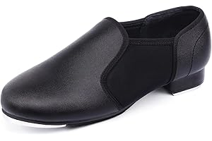 ARCLIBER Black Tap Shoes for Women and Men PU Leather Slip On Women Tap Dance Shoes