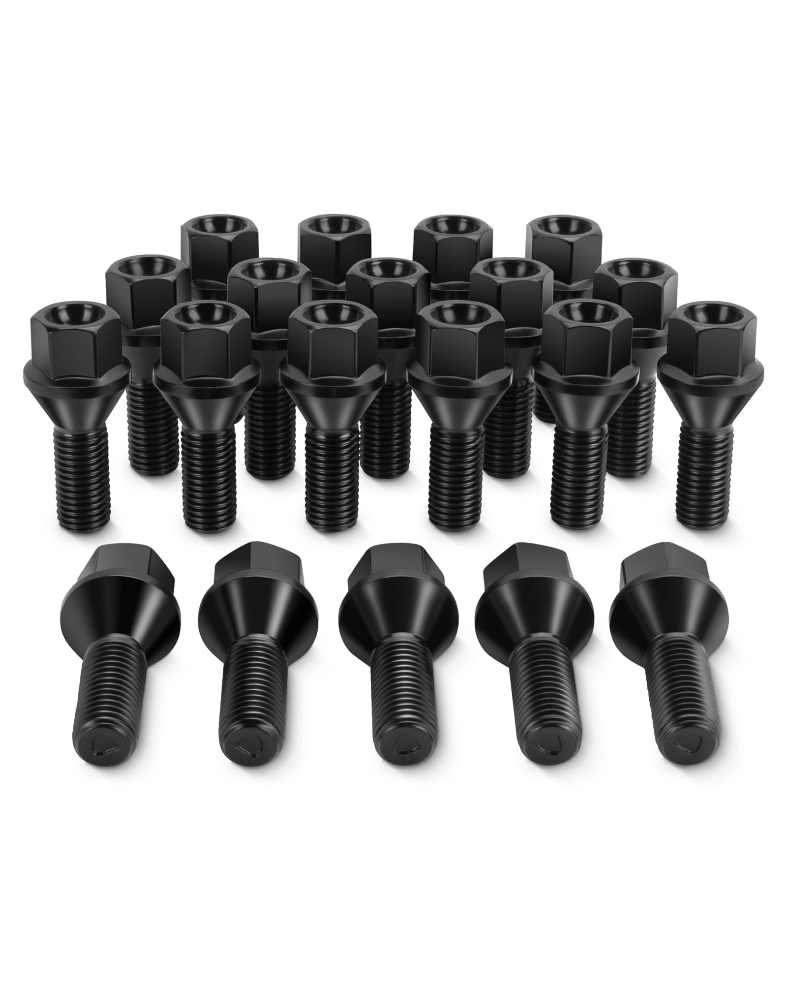Photo 1 of 12x1.5 OEM Lug Bolts Fit BMW 3 Series E90 E46 E36 325i, 20pcs Black 12mmx1.5 Stock Wheel Lug Bolts with 17mm Hex for Factory BMW 5 Series E39 E60 Dacromet Bolt, Replace OE 36136781150 Dorman 610-574