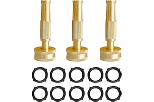 MOSIKEN Metal Hose Nozzle Sprayer, 4" High Pressure Brass Twist Hose Nozzle Garden Sprayer with 10 Rubber Washers, for Gardening Watering Patio Lawn Car Washing Driveway Cleaning (3 Pack)