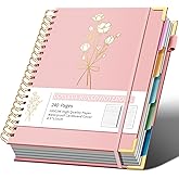 Ovesmusl Hardcover Spiral Notebooks 8.5" X 11" Note Taking 5 Subject Notebook College Ruled with Dividers 240 Pages 100GSM Aesthetic Spiral Notebook for Work School Cute Journals for Women Writing