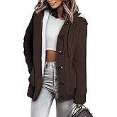 Sidefeel Women's Cardigan Sweaters Hooded Cardigans Fleece Lined Jackets Winter Sweater Coat