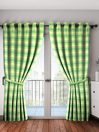 Buy Dhrohar Neudis Jacquard Cotton Set Of 2 Window Eyelet Curtain