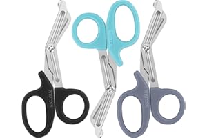 NIUTOP Trauma Shears, Medical Scissors 3-Pack, Premium Bandage Scissors for Nurses, 7.5" Nursing Scissors, Surgical Scissors, Nurse Scissors, Emergency First Aid Scissors, EMT Shears (Black, Aqua Sky, Grey)