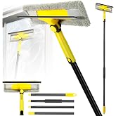 Professional Window Squeegee with 60" Extension Pole for Home | 2 in 1 Squeegee for Window Cleaning with Scrubber/ Rotatable Head for Car Glass Shower Indoor &amp; Outdoor High Windows