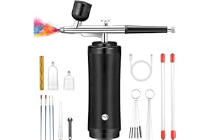 Gocheer Airbrush Kit with Compressor - 48PSI Rechargeable Cordless Non-Clogging Air Brush Set with 0.2/0.3/0.5mm Nozzles for Nail Art,Makeup,Cake Decoration,Model Painting,Barber etc.