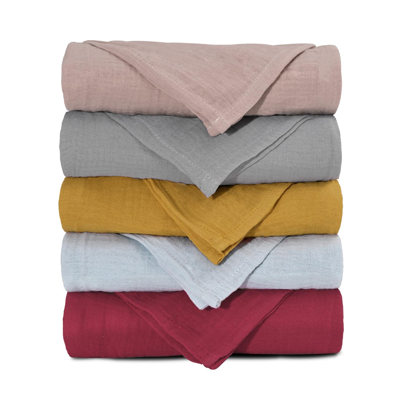 Muslin Cloths for Baby Muslin Squares Swaddle Blankets, Neutral Receiving Blanket Swaddling for Newborn Boys and Girls, 5 Pack Breathable and Skin-Friendly Swaddle Wrap for Infant Baby LMF5002