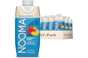 NOOMA - Hydrating Sports Drink - Electrolyte Drink with Organic Coconut Water - Organic & No Added Sugars - Rapid Hydration - 30 Calories & 505mg Electrolytes - Blueberry Peach - 12 Pack (16.9oz each)
