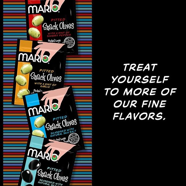 MARIO CAMACHO FOODS PITTED SNACK OLIVES, VARIETY PACK, 1.05 OZ POUCHES (PACK OF 12)