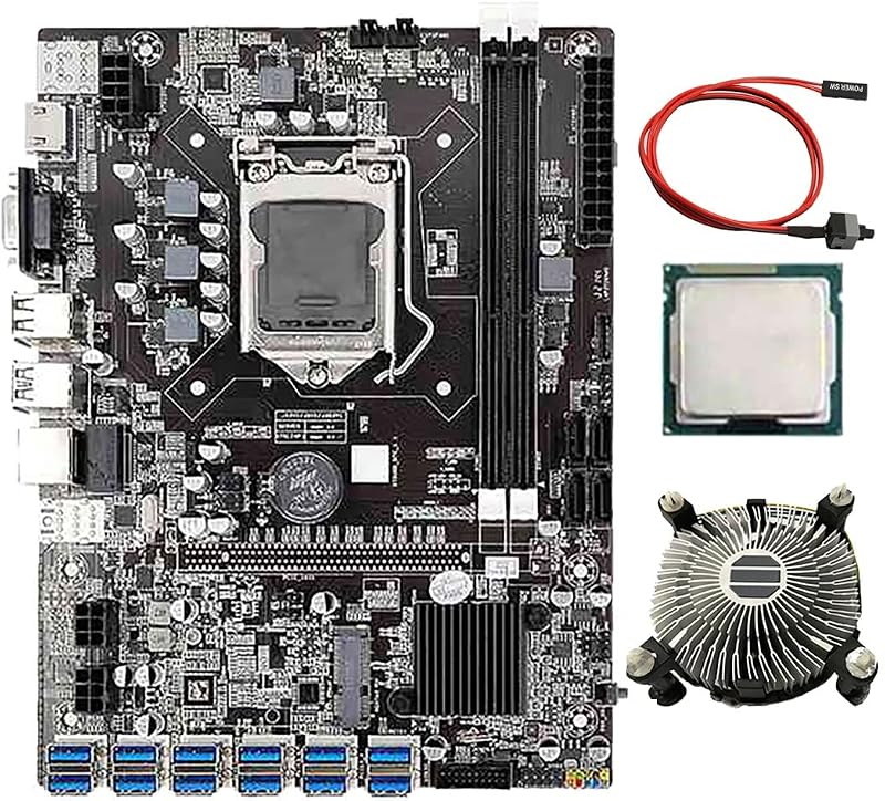 Nicfaky B75 BTC Mining Motherboard G530/G630 CPU Fan 12 USB3.0 PCIE LGA1155