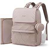 LOVEVOOK Diaper Bag Backpack, Baby Travel Bags for Boys & Girl, Toddler Waterproof Diaper Bag w/Changing Pad (Camel, 17.3''-Large)