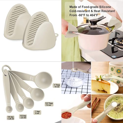 19-Piece Silicone Kitchen Utensil Set With Wooden Handles & Holder - Heat Resistant, BPA Free