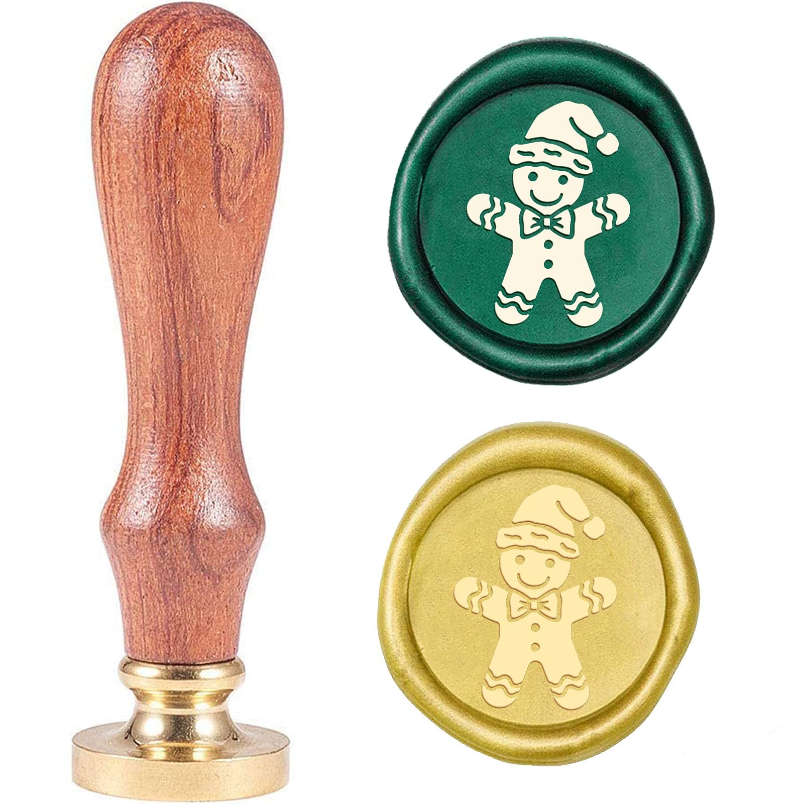 CRASPIRE Gingerbread Man Sealing Wax Stamp Merry Christmas X'MAS EVE Wax Seal Stamp Head with Wooden Handle for Christmas Invitations Envelope Cards Gift Decoration