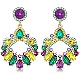 Mardi Gras Earrings Glitter Fleur De Lis Mask Drop Dangle Earrings Carnival Cosplay Party Jewelry Gifts