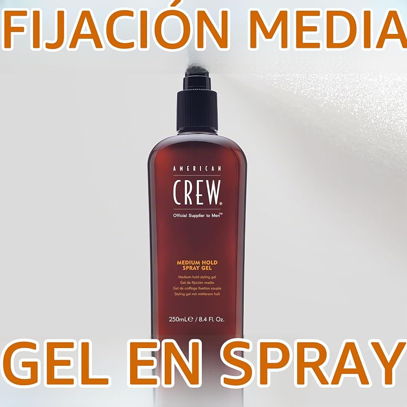 Gel spray de fixação média, gel para cabelo masculino com fixação média, proporciona controlo e flexibilidade, protetor e hidratante para todos os tipos de cabelo, 250ml