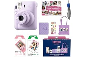 Fujifilm Instax Mini 12 Instant Film Camera All Included Holiday Bundle 2025 + Pink Lemonade Instant Film 10 Exposures (Lilac Purple)
