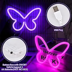 BRIGHTDECK 3 Pcs Butterfly Neon Signs, Neon Light