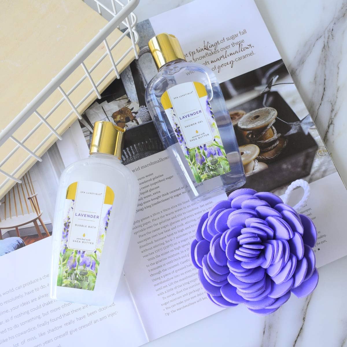 Gift for girlfriend spa luxury, 12 piece gift set, lavender fragrance with bath salt, bath bombs, shower gel, hand cream - Image 4