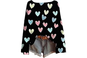 lcziwo Valentines Sweaters Women Heart Print Long Sleeve Pullover Tops Cute Graphic Casual Crewneck Sweatshirts