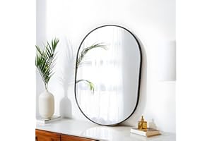 SCWF-GZ 24x16 Mirror Runway Oval Wall Mounted Aluminum Alloy Metal Frame Rectangle Mirrors for Entryway Bedroom Bathroom Living Room 24 16 inch Black