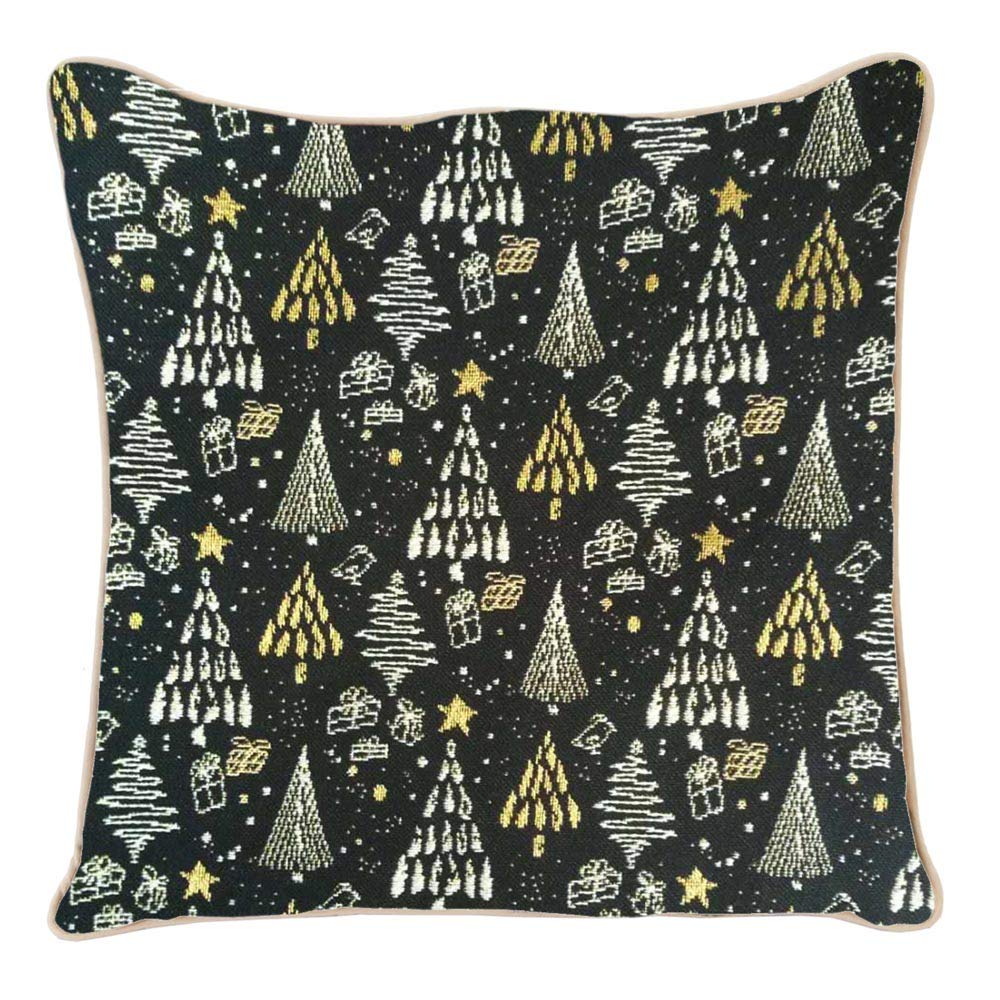 Signare Tapestry Cushion Cover 18 x18 inches 45cm x 45cm Decorative Sofa Cushions with Christmas Design (Xmas Tree, CCOV-XMAS-TREE)