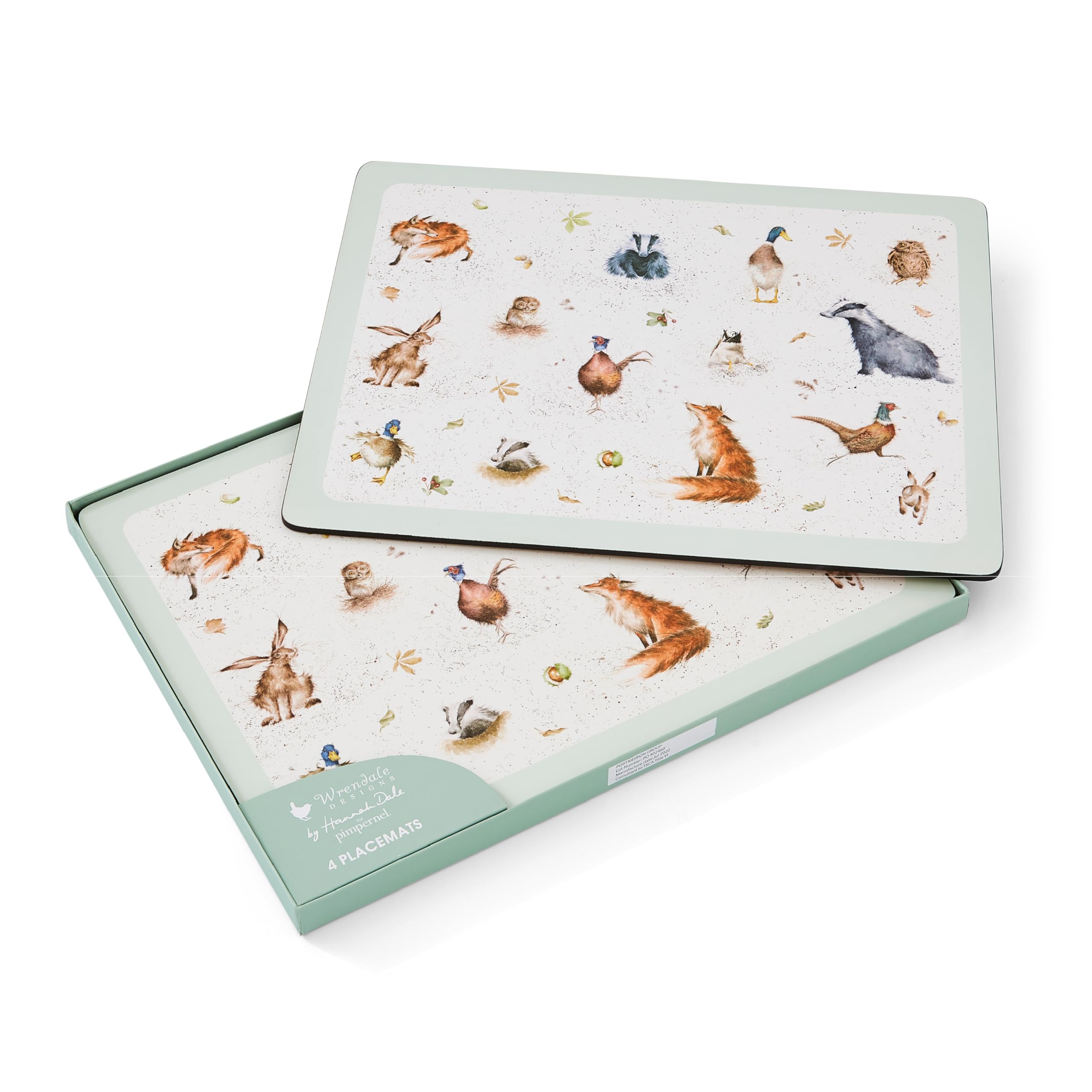 Wrendale Designs Set of 4 Large placemats, Multi Coloured