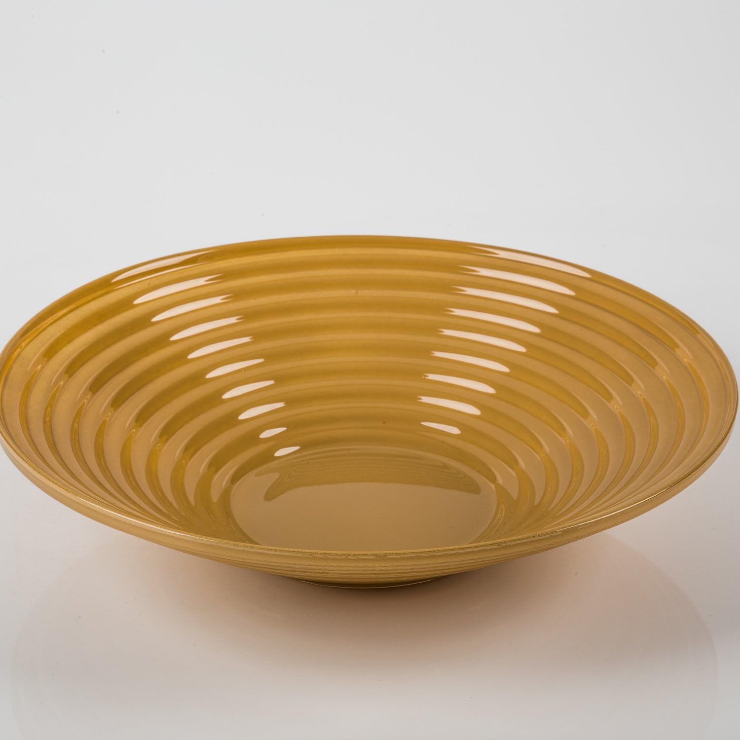 Grooved glass bowl SELMA de Luxe, ochre, 2.4" / 6 cm , Ø 10" / 27 cm
