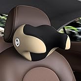 SPRFUFLY Unique U-Shaped Car Headrest Pillow, Car Neck Pillow for Sleeping with Adjustable Strap, Space Memory Foam & Removable Cover, Ergonomic Design - Extreme Comfort Car Pillow(Beige, 1P)