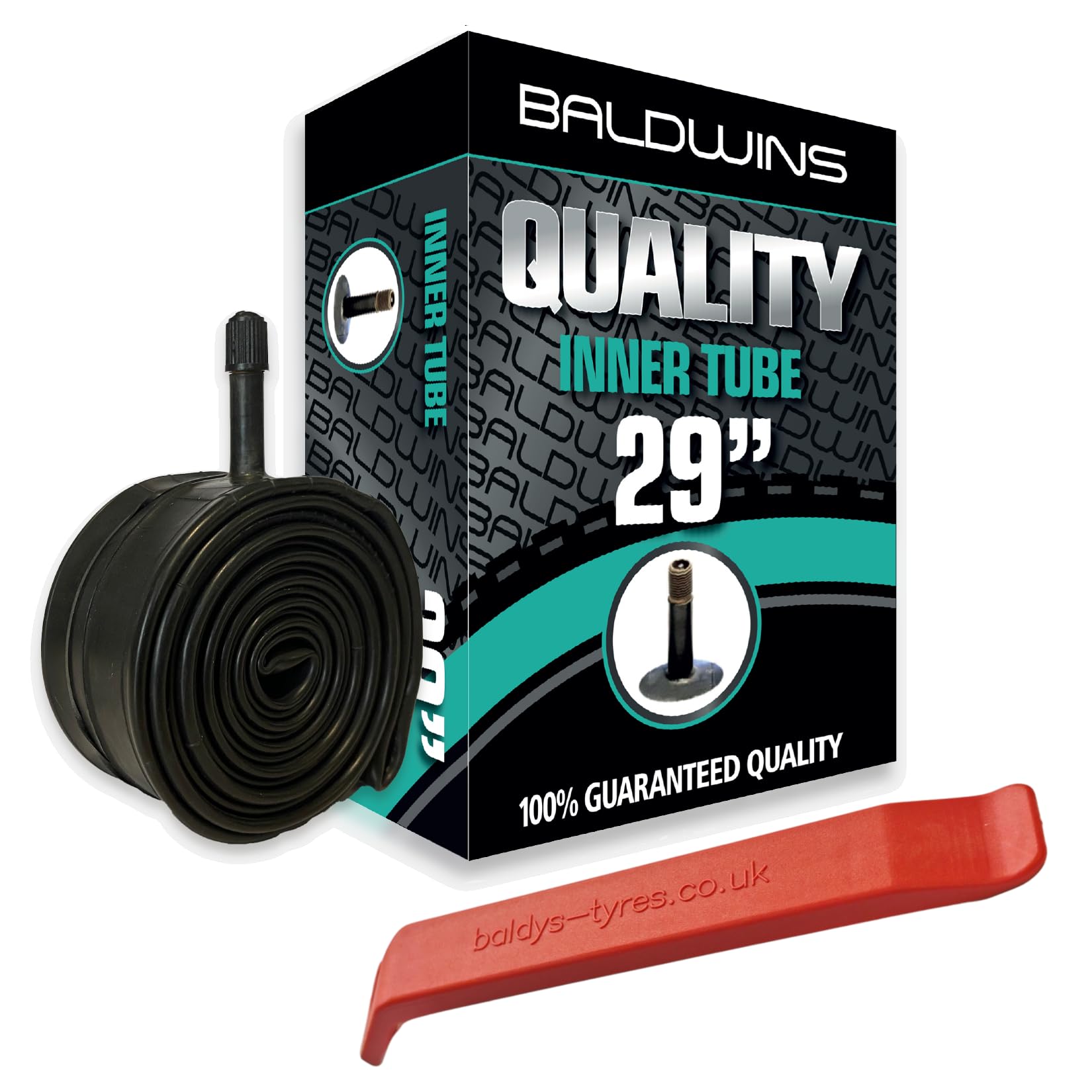 Baldwins Bike Inner Tube 29 x 1.75 to 2.125 Schrader Valve & BALDY'S TYRE LEVER