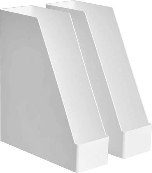 AmazonBasics Plastic Organizer Magazine Rack, White, 2Pack Amazon