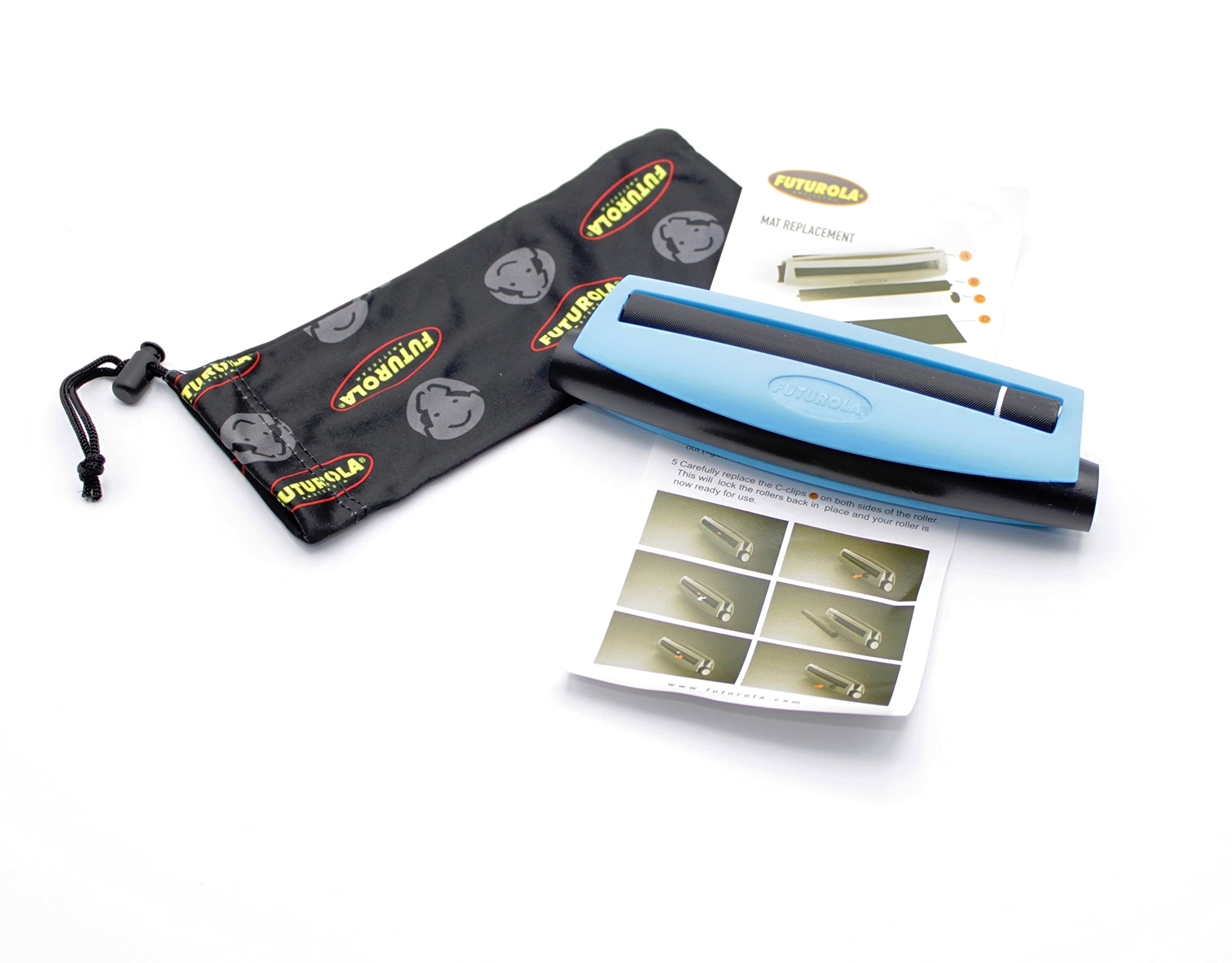 Futurola Rolling Machine King Size Turquoise Blue for 110 mm Rolling Papers, Black